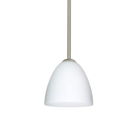 Besa Lighting Vila Stem Pendant, Opal Matte, Satin Nickel Finish, 1x9W LED 1TT-447007-LED-SN